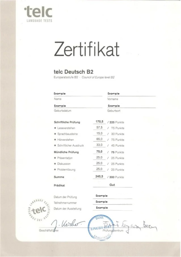 Acheter Test de Langue Allemand Express Certificat Officiel Garanti